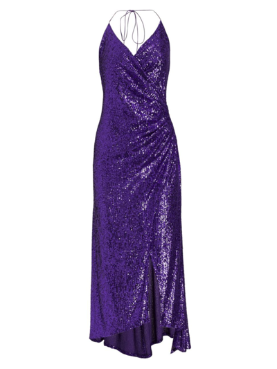 Shop Adriana Iglesias Women's Scarface Sequined Midi-dress In Purple Paillettes