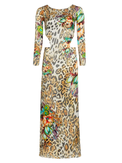 Shop Adriana Iglesias Women's Tropical Leopard Silk Maxi Dress In Neutral