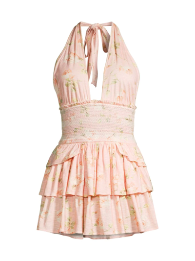Shop Loveshackfancy Women's Deanna Halter Smocked Minidress In Ballet Pink
