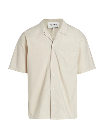 Shop Frame Men's Short Sleeve Camp Collar Shirt In Beige