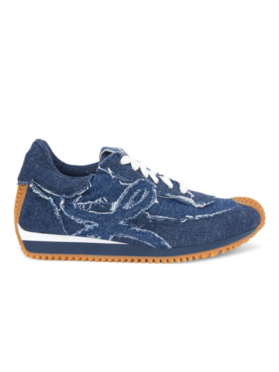 Shop Loewe Women's Flow Runner Denim Sneakers In Denim Blue