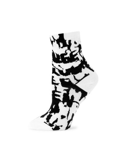 Shop Alexander Mcqueen Women's Graffiti Jacquard Socks In White