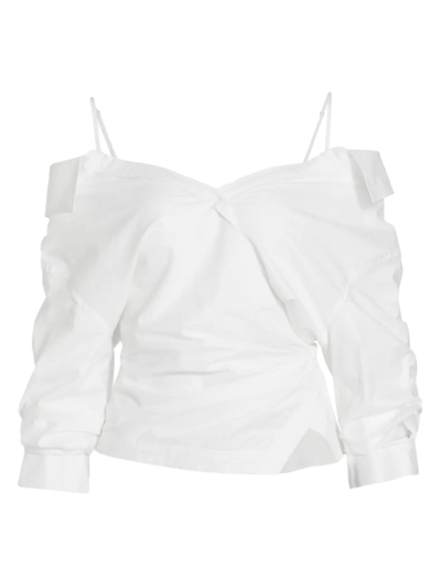 Shop Jonathan Simkhai Women's Elizabeth Off-the-shoulder Wrap Top In White