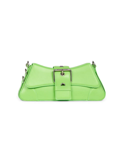 Shop Balenciaga Women's Lindsay Leather Shoulder Bag In Acid Green