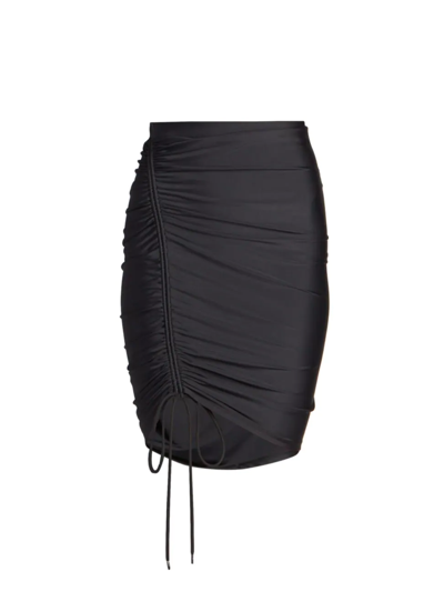Shop Balenciaga Women's Ruched Stretch Mini Skirt In Black