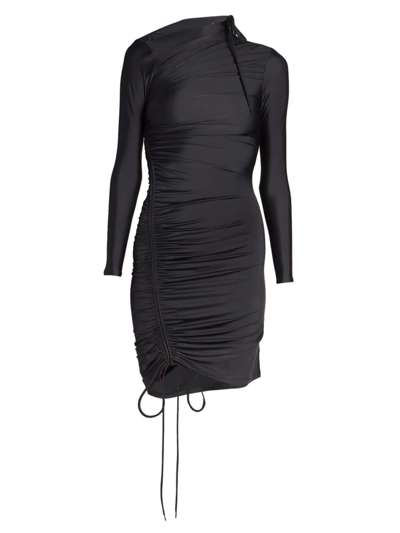 Shop Balenciaga Women's Ruched Drawstring Minidress In Black