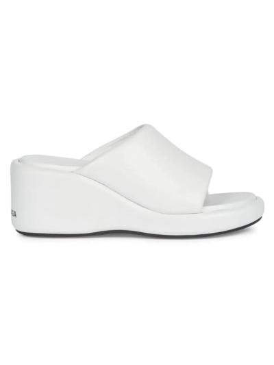 Shop Balenciaga Women's Rise Leather Wedge Sandals In White Black