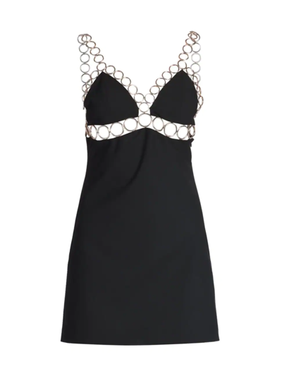 Shop Coperni Ring-embroidered Mini Dress In Black