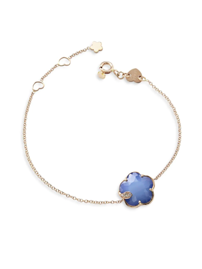 Shop Pasquale Bruni Women's Je T'aime 18k Rose Gold, Sapphire, & Diamond Flower Charm Bracelet