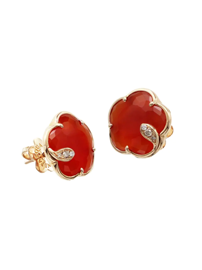 Shop Pasquale Bruni Petit Joli 18k Rose Gold, Carnelian & Diamonds Stud Earrings