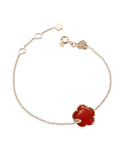 Shop Pasquale Bruni Women's Petit Joli 18k Rose Gold, Carnelian, & Diamond Flower Charm Bracelet