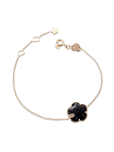 Shop Pasquale Bruni Petit Joli 18k Rose Gold, Black Onyx, & Diamond Flower Charm Bracelet