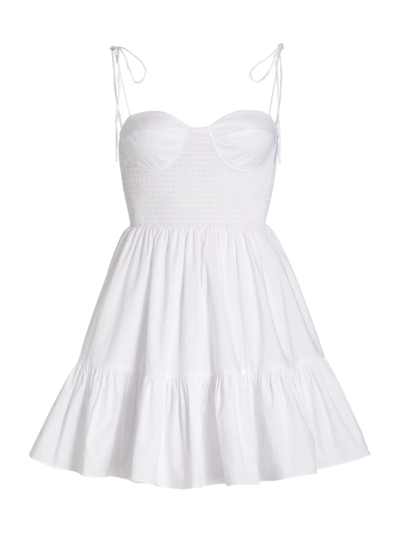 Shop Staud Women's Landry Smocked Bustier Minidress In White