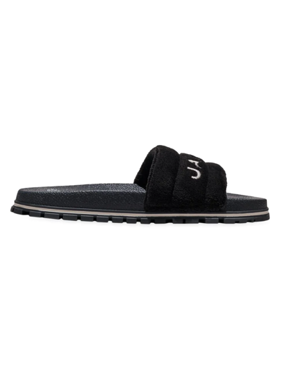 Shop Marc Jacobs Women's The Terry Logo Slides In Black