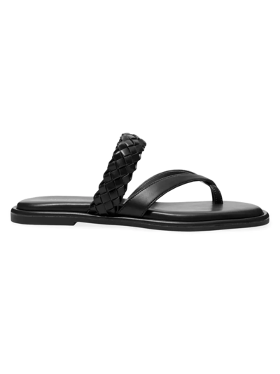 Shop Michael Michael Kors Women's Alba Thong Slide Sandals In Black