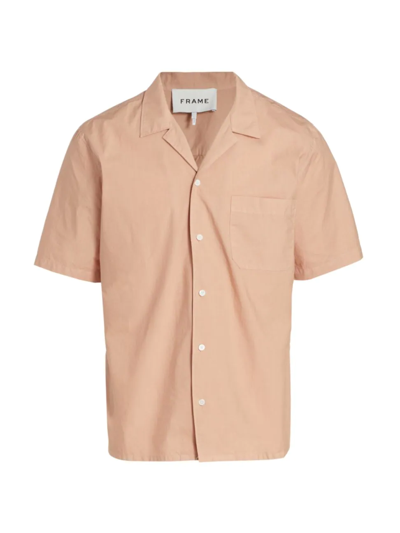 Shop Frame Men's Short Sleeve Camp Collar Shirt In Powder Brick