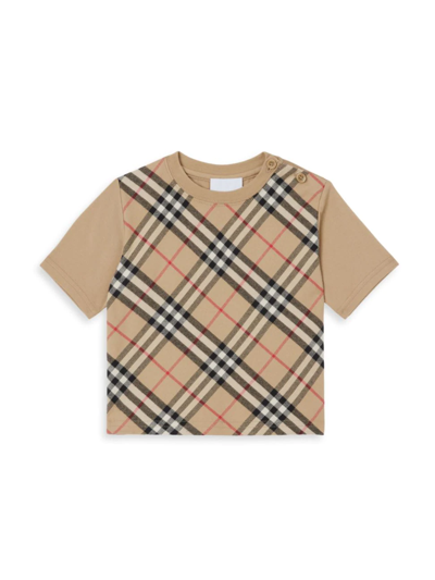 Shop Burberry Baby's & Little Kid's Vintage Check Panel T-shirt In Beige