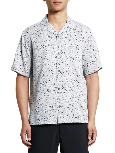 Shop Theory Noll Geo Floral Print Shirt In Black White