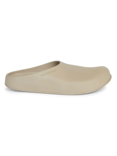 Shop Balenciaga Men's Clog Pool Slide Sandals In Beige