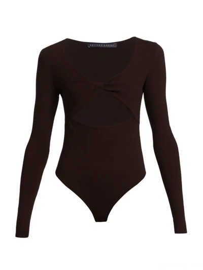 Shop Zeynep Arcay Women's Knit Twisted Cut-out Bodysuit In Dark Brown