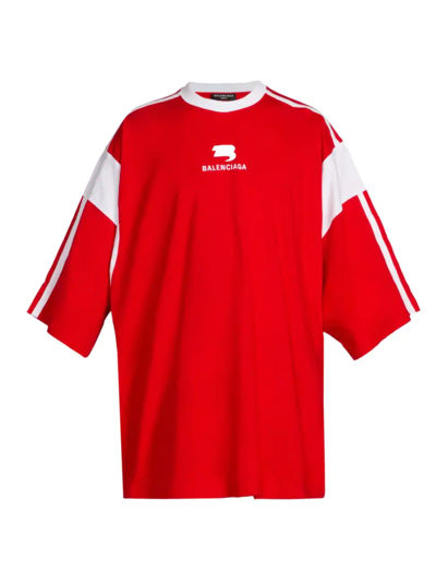 Shop Balenciaga Men's Boxy Sporty Logo T-shirt In Red White