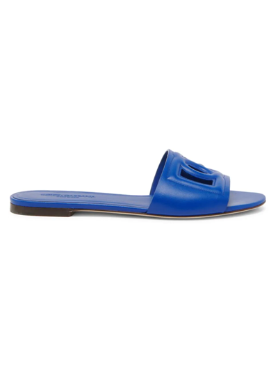 Shop Dolce & Gabbana Women's Dg Leather Sandals In Blue