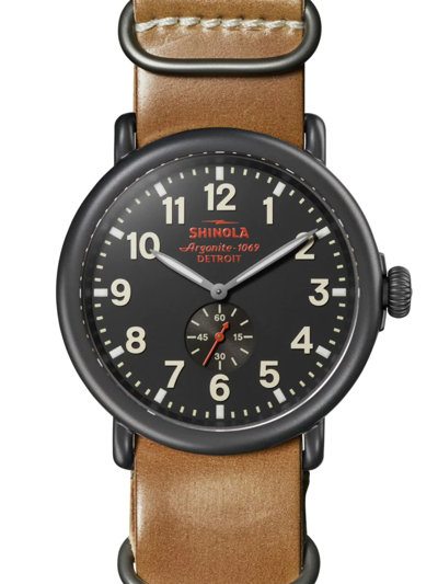 Shop Shinola Men's Runwell Subsecond Stainless Steel & Leather Watch In Grey