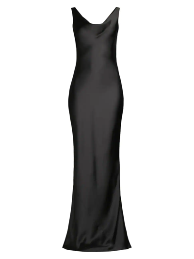 Shop Norma Kamali Women's Maria Satin Gown In Black