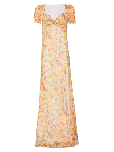 Shop Staud Women's Lea Knot-front Puff-shoulder Maxi Dress In Soleil Flower