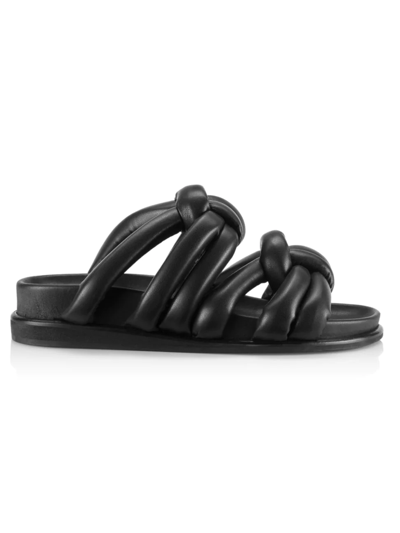Shop Aera Women's Anna Vegan Leather Knotted Flat Sandals In Black