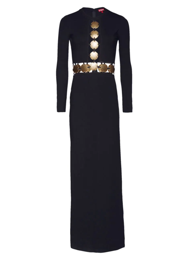 Shop Staud Women's Delphine Embellished Cutout Maxi Dress In Black