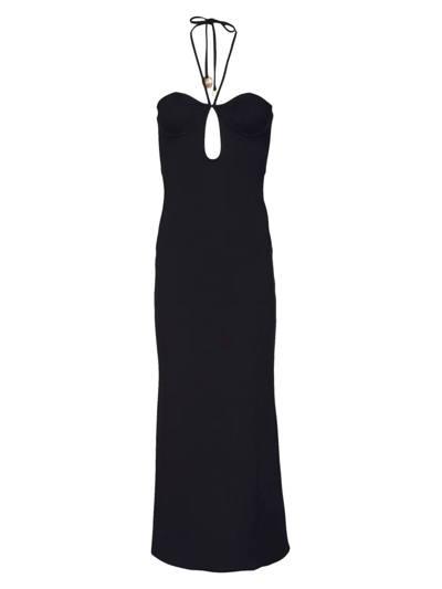 Shop Staud Women's Bardot Cutout Halter Dress In Black