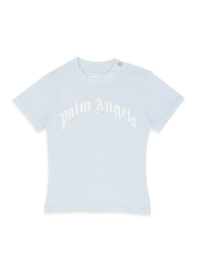 Shop Palm Angels Baby Boy's Curved Logo T-shirt In Baby Blue