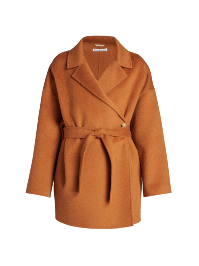 Shop Acne Studios Women's Oaklee Wool-alpaca Wrap Coat In Rust Brown