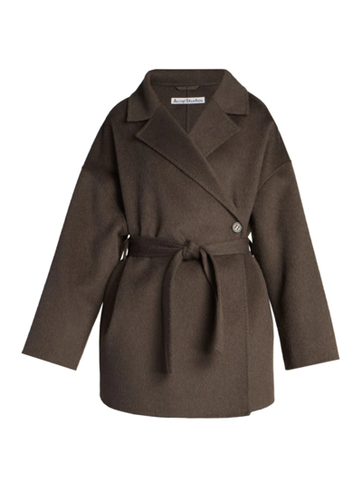 Shop Acne Studios Women's Oaklee Wool-alpaca Wrap Coat In Charcoal Grey