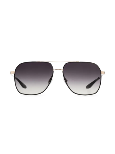 Shop Barton Perreira Men's Aeronaut 60mm Navigator Sunglasses In Black Satin Gold