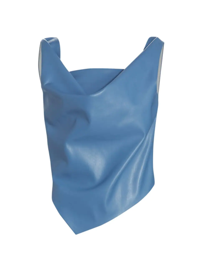 Shop Nanushka Women's Petra Vegan Leather Top In Blue
