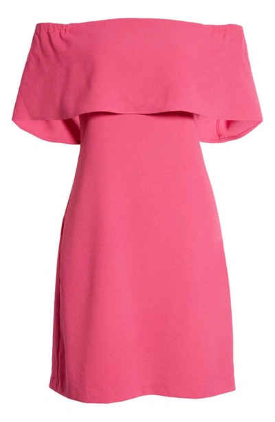 Shop Charles Henry Off The Shoulder Dress In Fuchsia