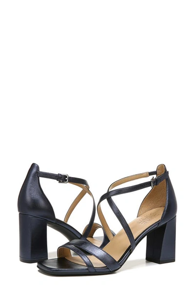 Naturalizer Tiff Block Heel Sandal In French Navy Metallic