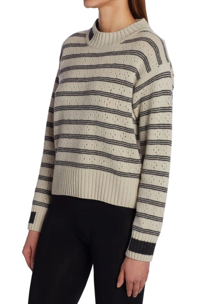 Shop Moncler Stripe Wool Sweater In Off White