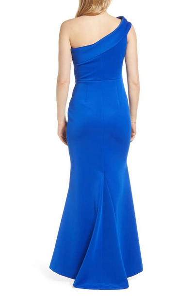 Eliza J Off The Shoulder Fit & Flare Gown In Cobalt