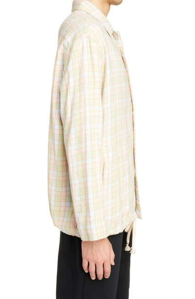 Shop Acne Studios Face Patch Check Organic Cotton Flannel Button-up Shirt In Orange/ Beige