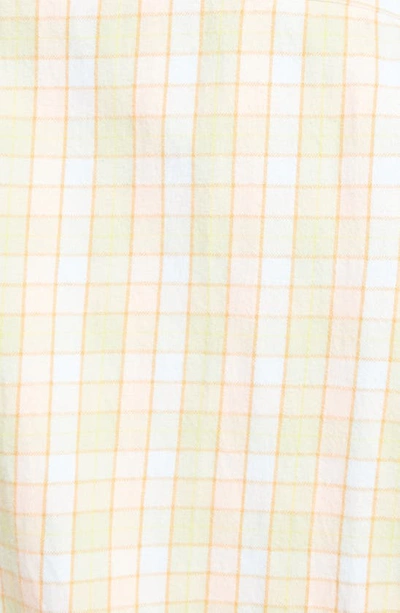 Shop Acne Studios Face Patch Check Organic Cotton Flannel Button-up Shirt In Orange/ Beige