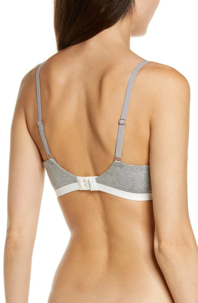Skarlett Blue Adorned Cotton Blend Bralette In Heather Grey / Ivory