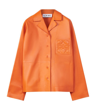 Shop Loewe Leather Pyjama Shirt In Orange