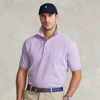 Shop Polo Ralph Lauren The Iconic Mesh Polo Shirt In Pastel Purple Heather