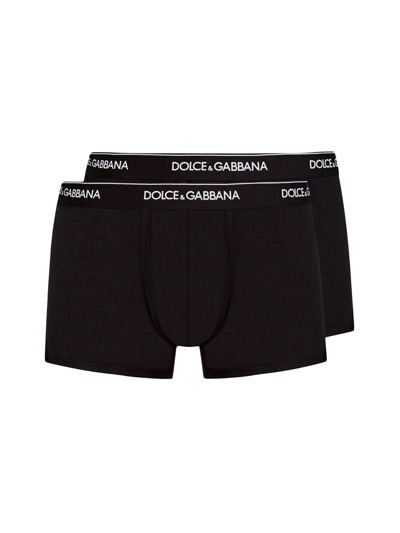 Shop Dolce & Gabbana Bi-pack Stretch Cotton Boxer In Black