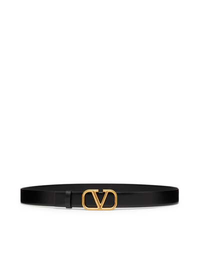 Shop Valentino Vlogo Signature Belt In Calfskin In Black