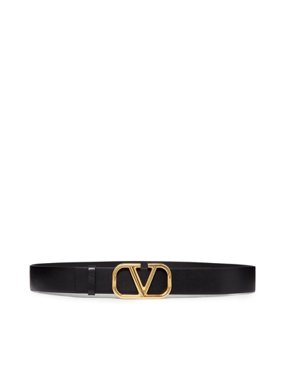 Shop Valentino Vlogo Signature Belt In Calfskin 40mm In Black
