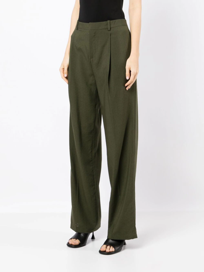 Shop Dion Lee Punctured-detailing Straight Tailored Trousers In Green